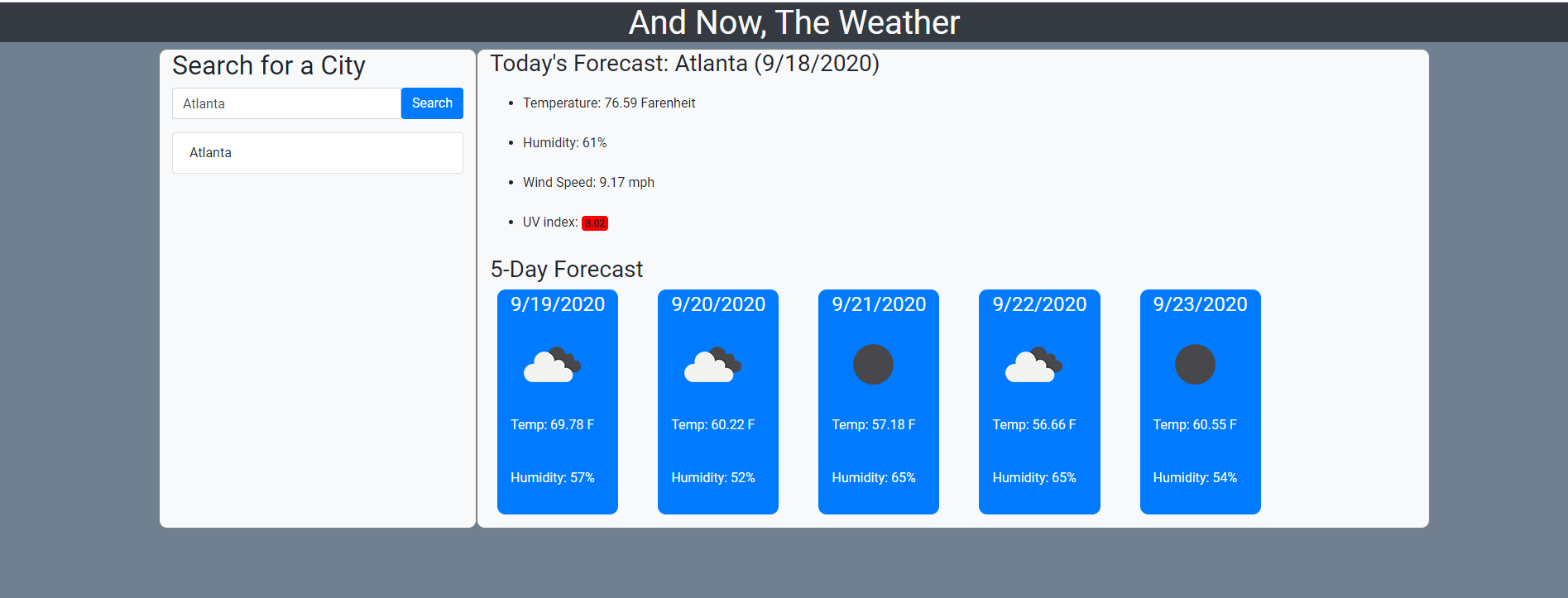 A weather app in chrome