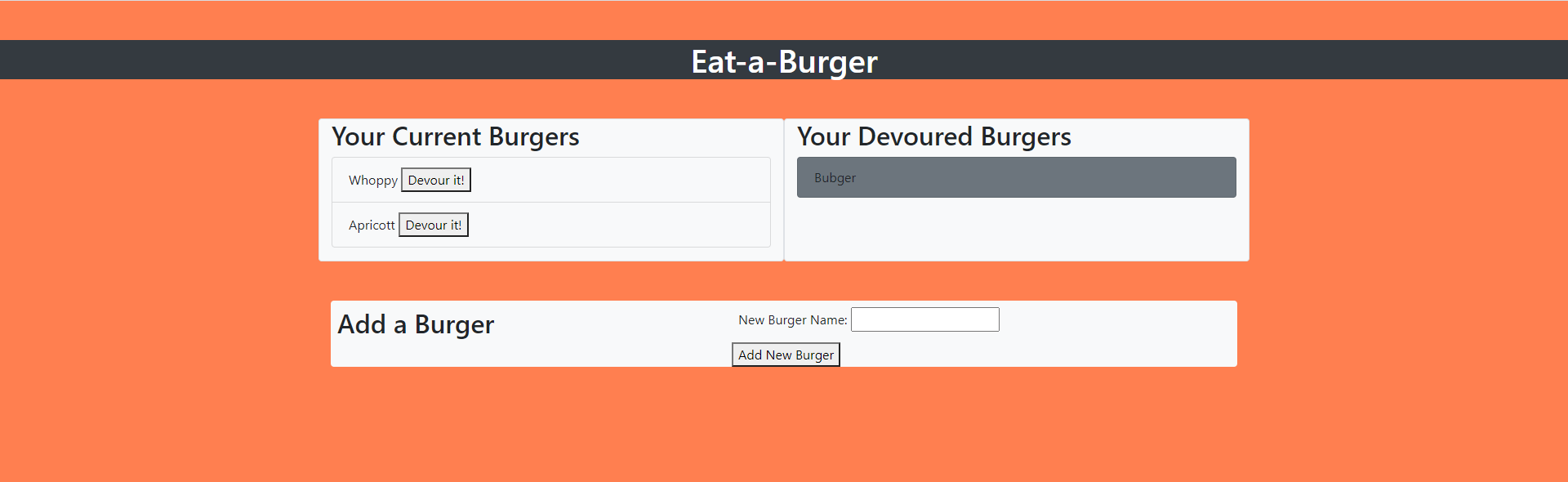 The splash page for Eat-A-Burger